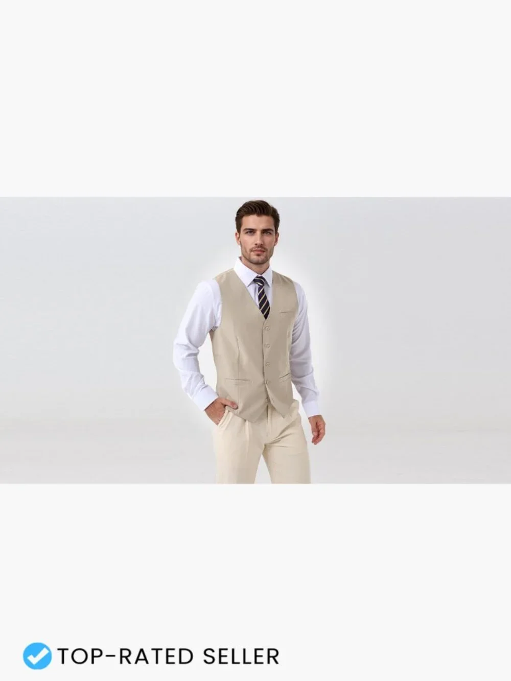 Men's Slim Fit Formal Wedding Dress Vest Classic Elegant Sleeveless Button Up